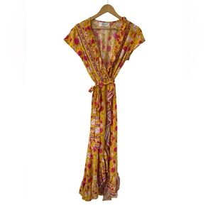 Walker and Wade Yellow Maxi Wrap Dress M